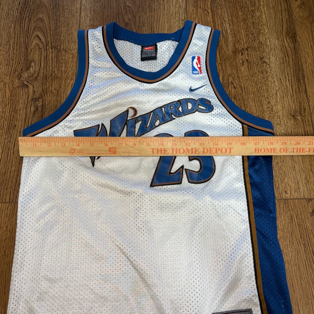 Y2K Nike Michael Jordan Washington Wizards 23 Jersey Youth Large White Mesh NBA - Picture 7 of 9